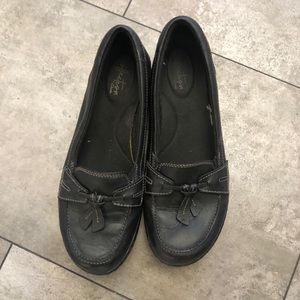Clarks Black Leather Flats Size 8